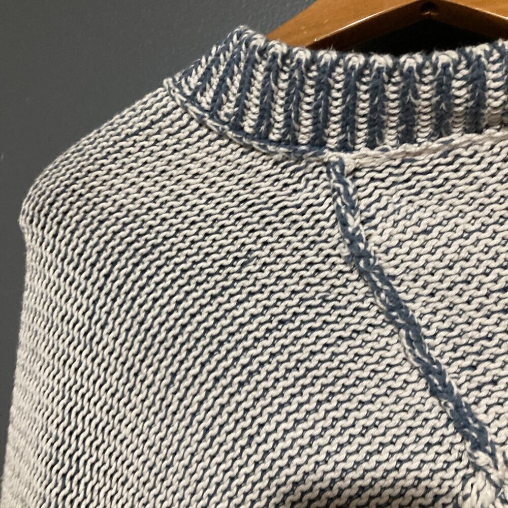 Womens S/M Pure Handknit Blue Asymm Sweater Cardigan Fisherman Hand Made Thick - Picture 11 of 13